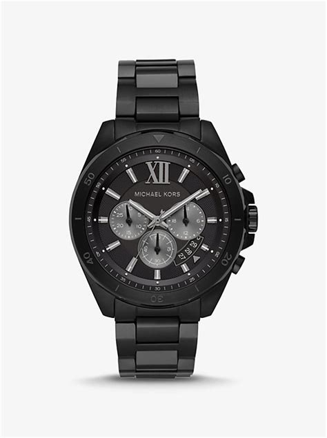 oversized brecken black-tone watch michael kors